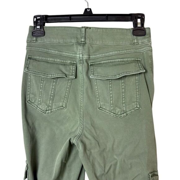 Spanx Pants Women Medium Green Stretch Twill Ankle Cargo Skinny Slim Leg Army - Picture 4 of 6